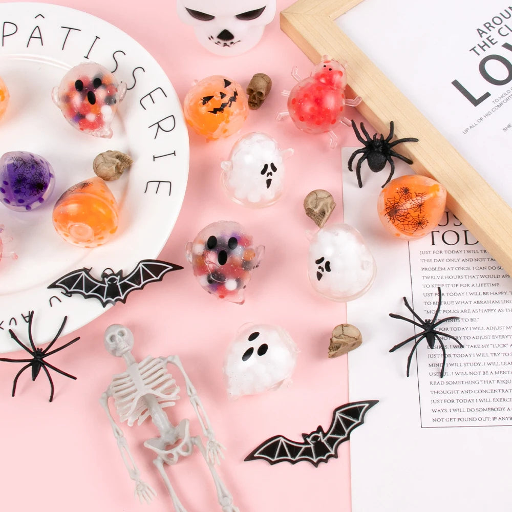 5/10 piezas divertidas bolas de cuentas de Halloween Juguetes de pellizco Accesorios de broma para niños Regalo de Halloween Decoración de fiesta de cumpleaños para niños Recuerdos