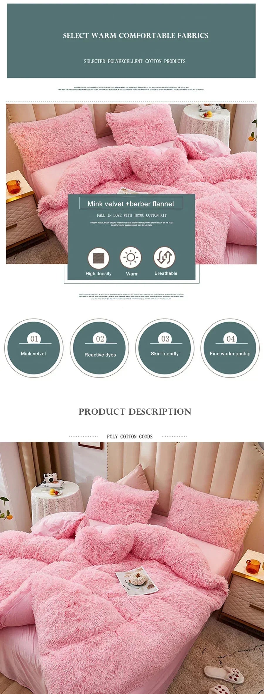 Juego de funda nórdica de felpa de lujo de 3/4 piezas – Ropa de cama cómoda y suave, perfecta para el confort del dormitorio, ideal para habitaciones de invitados y estética de dormitorios universitarios.