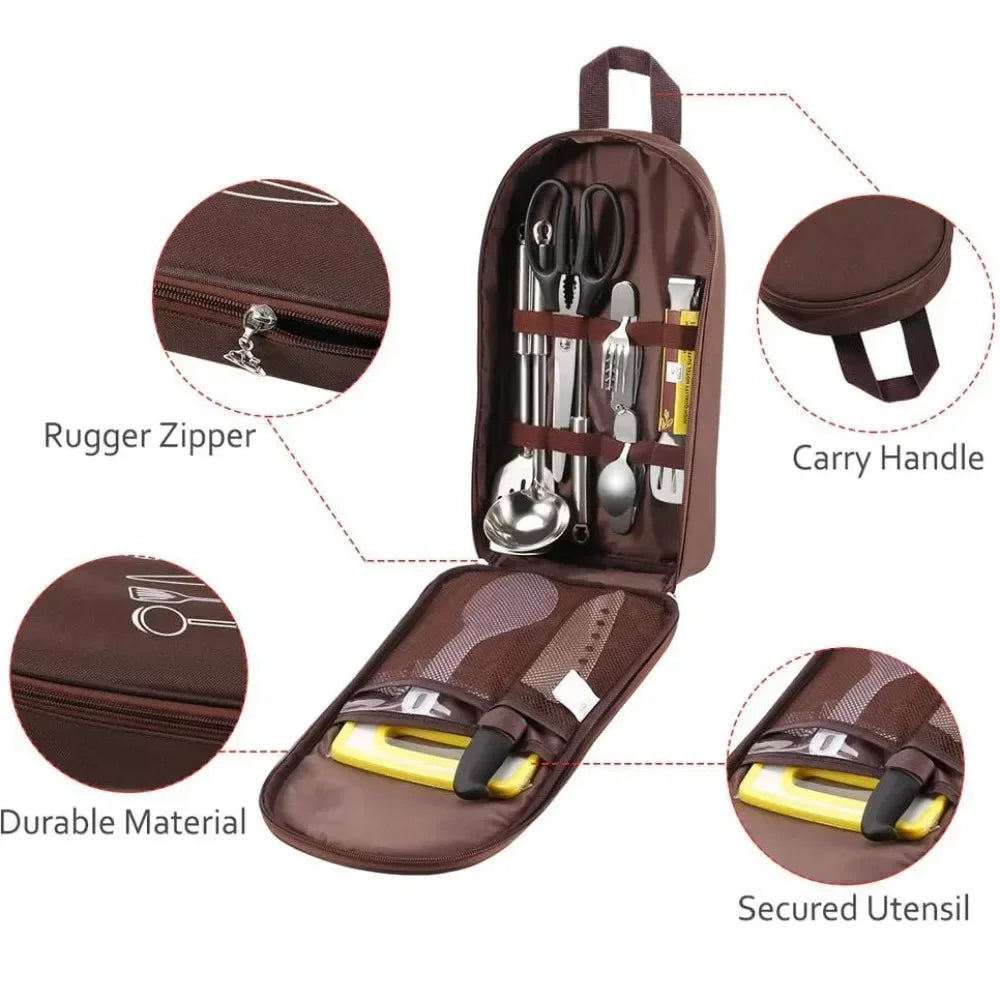 Bærbar utendørs camping kjøkkenutstyr oppbevaringspose piknikutstyr villmarksoverlevelsesutstyr slitesterkt husholdningsartikler isbøtte
