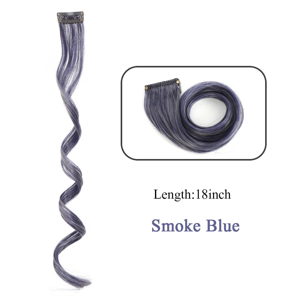 Extensions de cheveux synthétiques longues et bouclées pour femmes, résistantes à la chaleur, à clipser, couleur or, gris, violet, rose, rouge