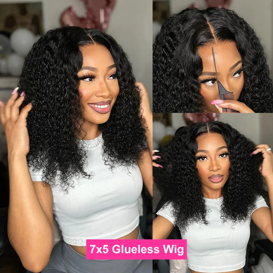 CEXXY Short Bob Wig 13x6 HD Lace Frontal Wig Jerry Curly Human Hair Wig Water Wave 13x4 Lace Remy Human Wig For Women On Sale