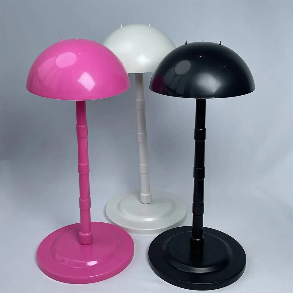 Adjustable Wig Hat Display Stand Portable Detachable Round-Top Mushroom Stand Holder for Styling Portable Dryers Hat Accessories