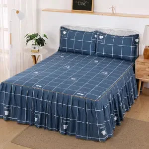 Colcha y cubrecama estilo coreano con volantes de cama transpirables, antimanchas y sin encogimiento, protector Simmons