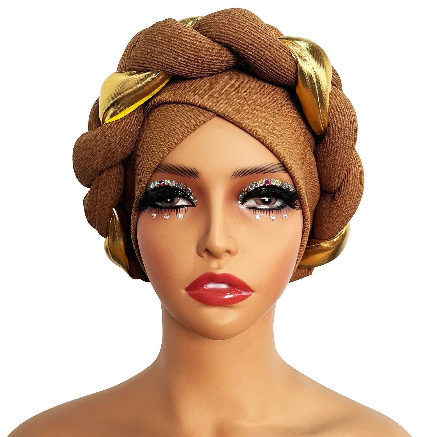 Moda Africana Turbante Africano Gorros Autogele Turbante para Mujer Envolturas de Cabeza Musulmanas Femeninas