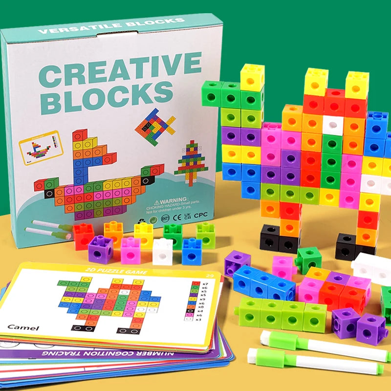 Magic Cube Puzzle Building Blocks Educational Toys For Children DIY Building Blocks Cube Toys Color Recognition Birthday Gifts