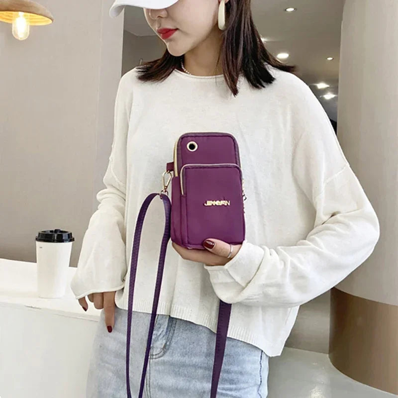 Bolso para teléfono móvil para mujer, bandolera, minibolsos de moda, monedero para mamá, para colgar en el cuello, funda para correr, bolso de hombro, cartera de 3 capas