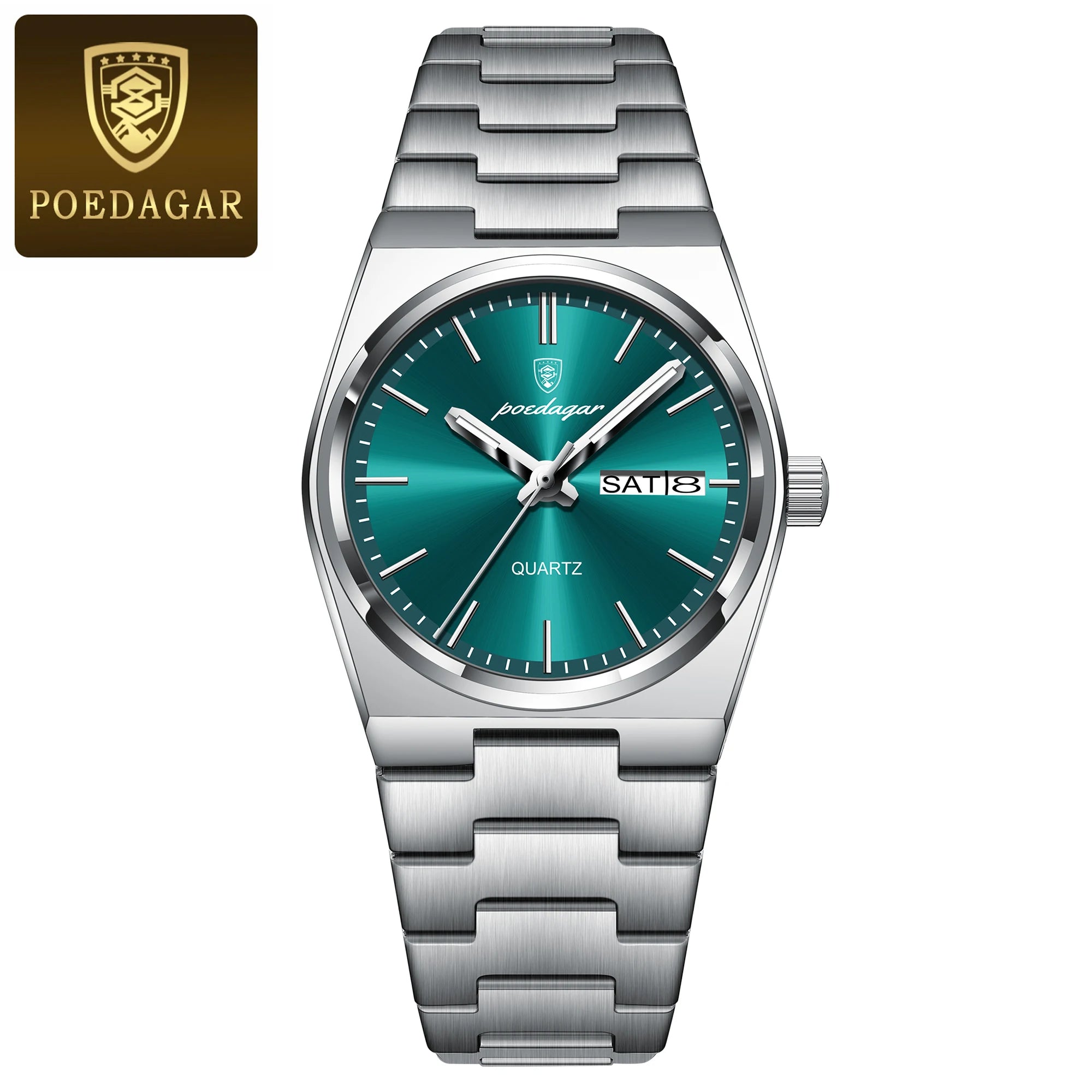 POEDAGAR Relojes Elegantes para Mujer Impermeable Luminoso Fecha Semana Reloj de Cuarzo de Acero Inoxidable para Mujer Reloj de Pulsera de Moda