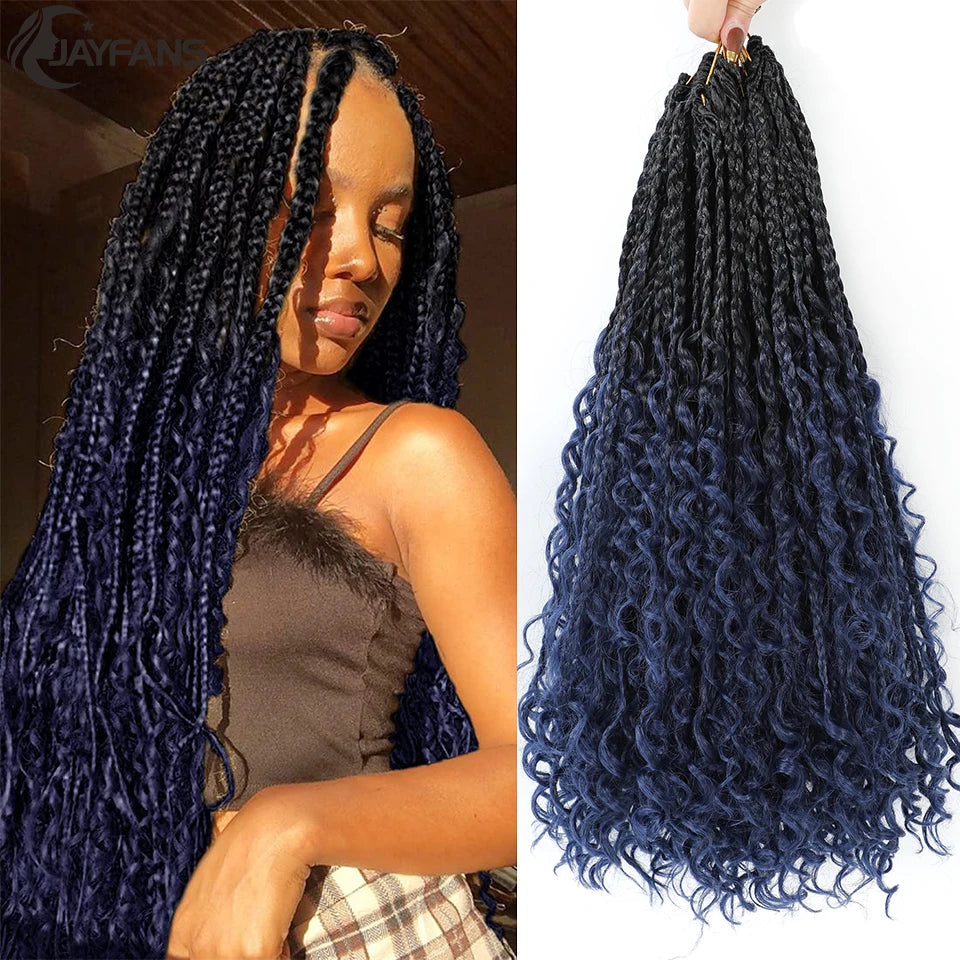 Goddess Box Braids Bob – Bohemian Style with Vibrant Ombre Colors