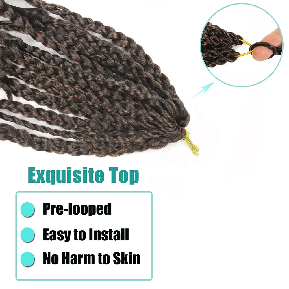 1/7 Paquetes de trenzas Goddess Box Braids de 10 a 24 pulgadas, pre-bucle, Boho Box Braids con puntas rizadas, cabello sintético para trenzas de ganchillo 3X