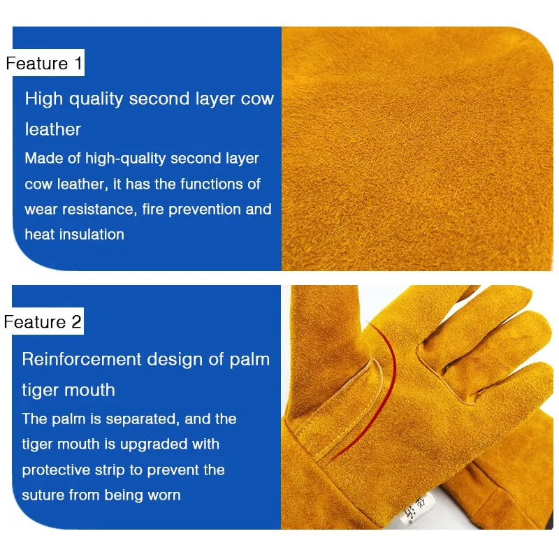 Guantes de trabajo para hombre, de piel de vaca suave, para conductor, caza, conducción, granja, jardín, soldadura, seguridad, protección, guante mecánico