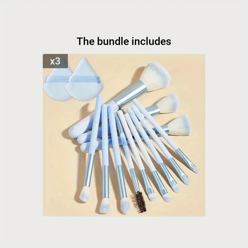 Juego de 12 brochas de maquillaje ultrasuaves, herramientas de maquillaje en polvo para principiantes, brocha para rubor puntiaguda, brocha para corrector, brocha delineadora de ojos tipo cuchillo