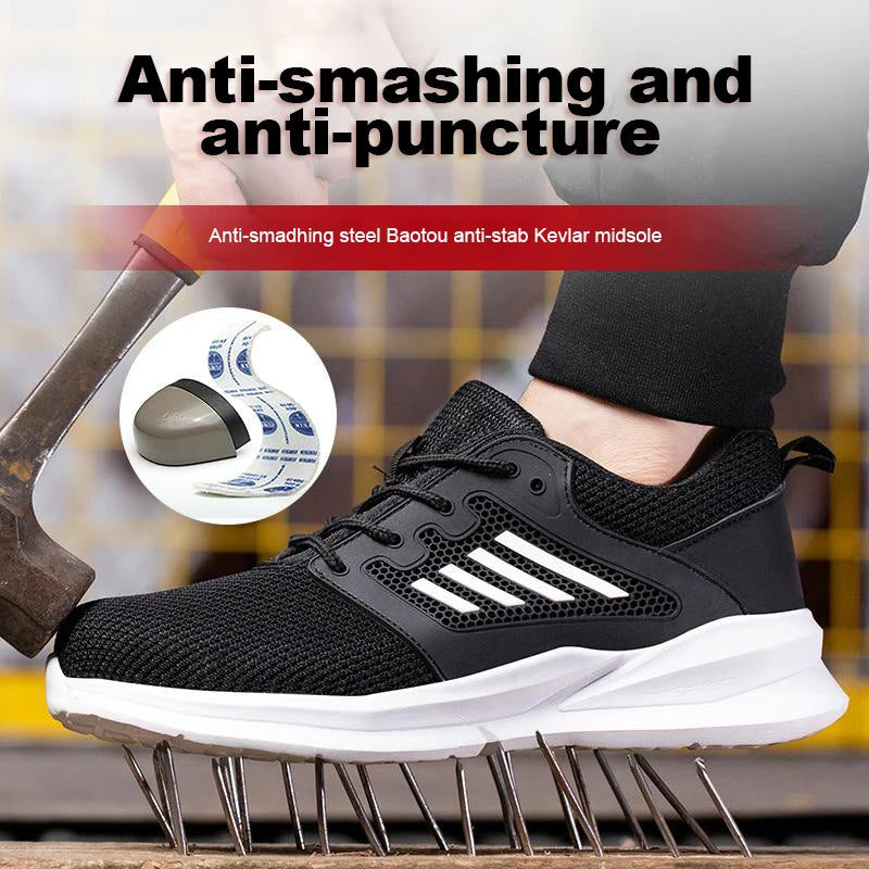 Zapatillas de trabajo con puntera de acero para hombre, zapatos de seguridad a prueba de perforaciones, botas de trabajo, calzado de seguridad indestructible de moda