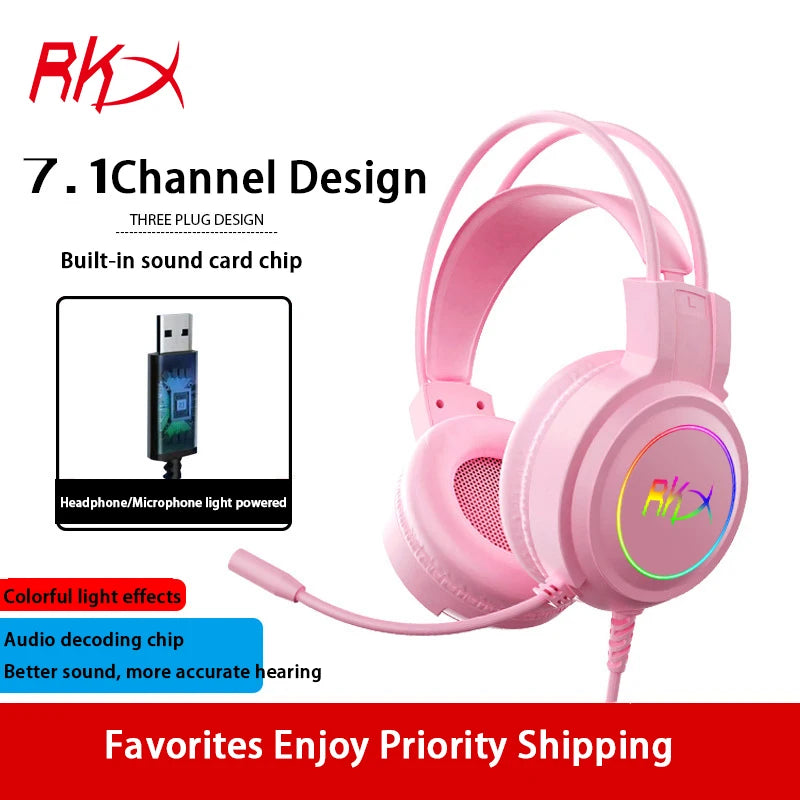 Gaming headset headset computer wired headset with microphone gaming game play listening to the sound of the USB interface