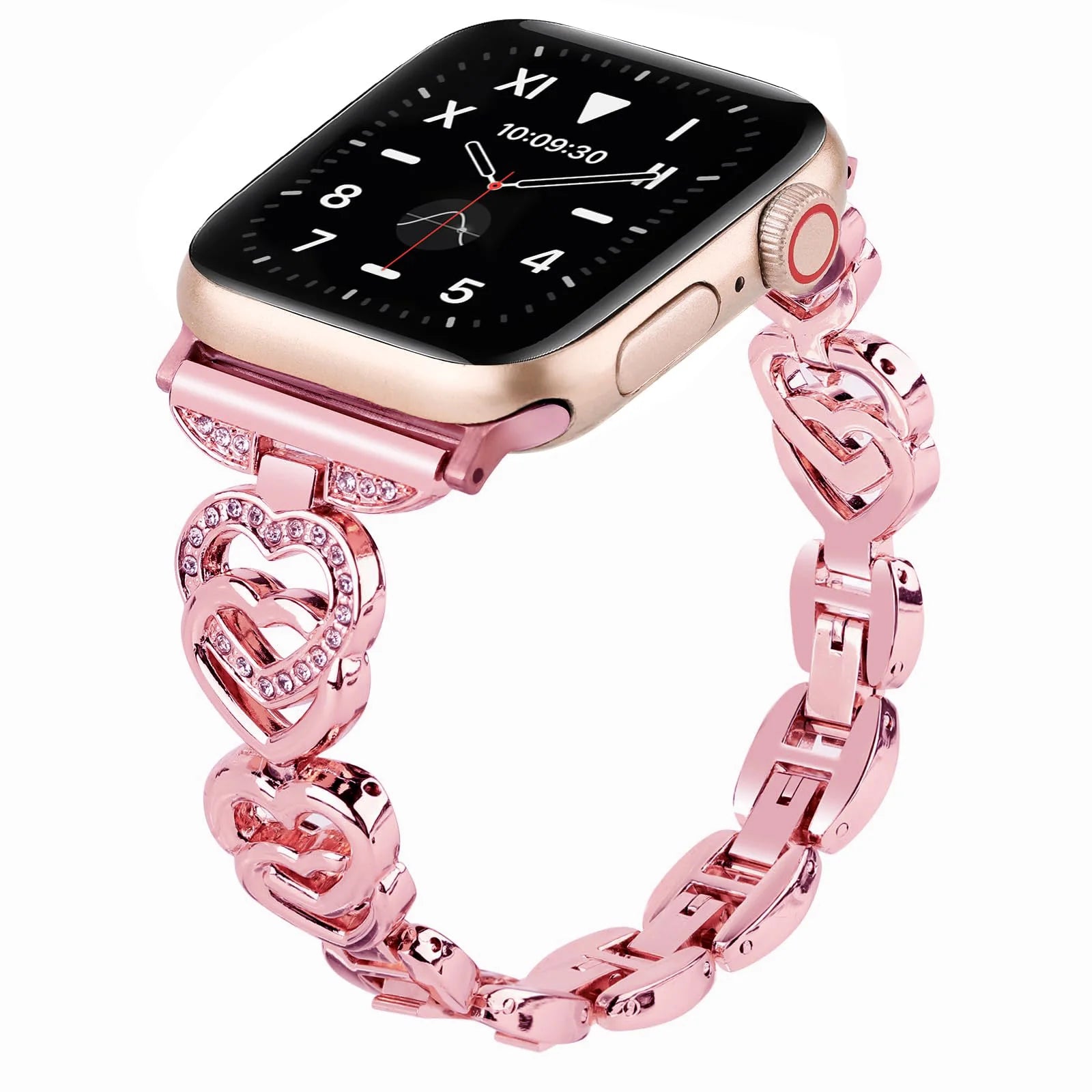 Diamanthjerterem til Apple Watch-rem 40 mm 44 mm 38 mm 45 mm 41 mm 49 mm 42 mm metalllenke iWatch-serien SE 7 6 3 5 Ultra 2 8 9