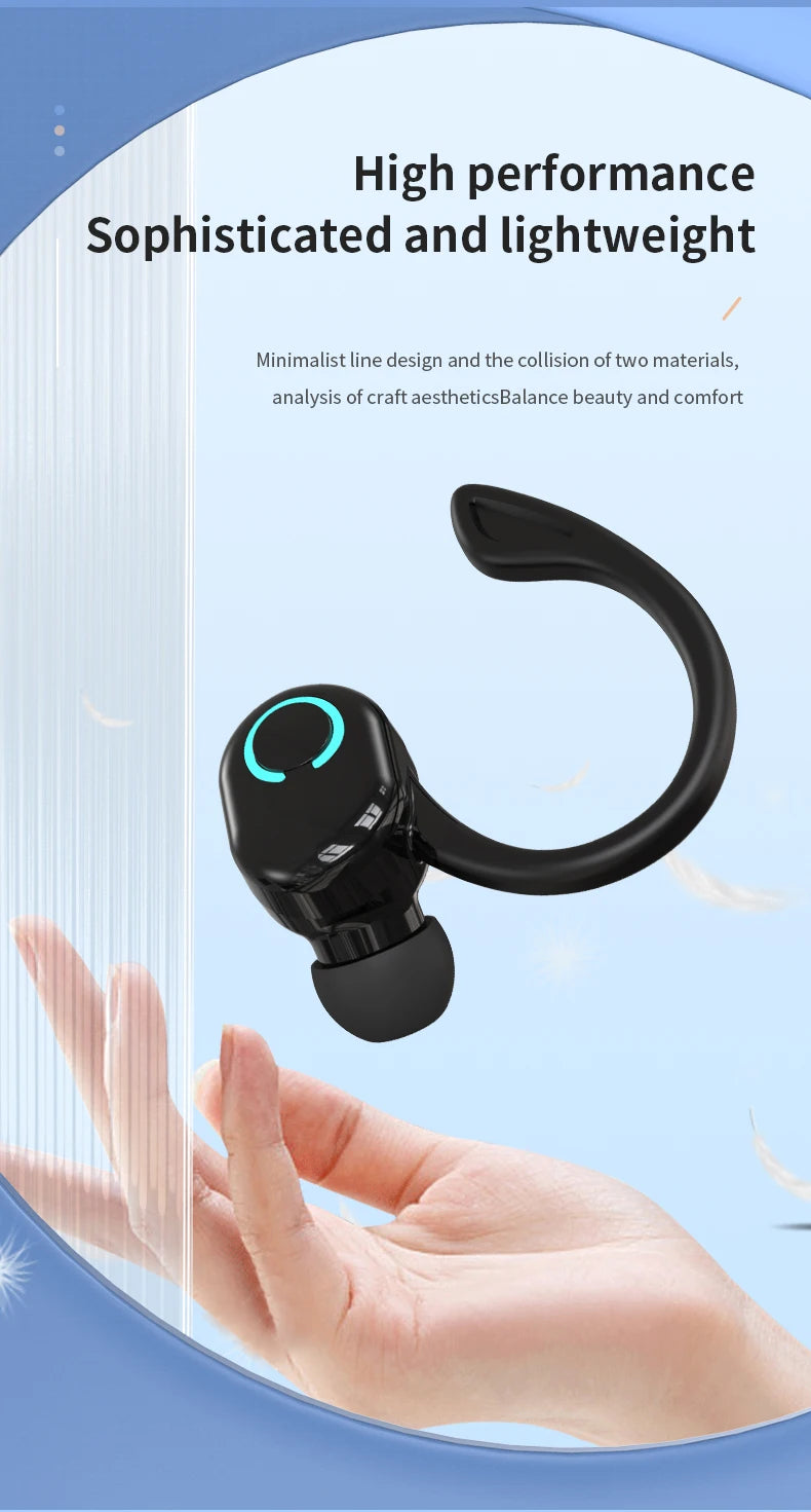 Auriculares inalámbricos Bluetooth graves HIFI con micrófono HD, tipo gancho para la oreja, auriculares con cancelación de ruido, resistentes al agua, para juegos y deportes