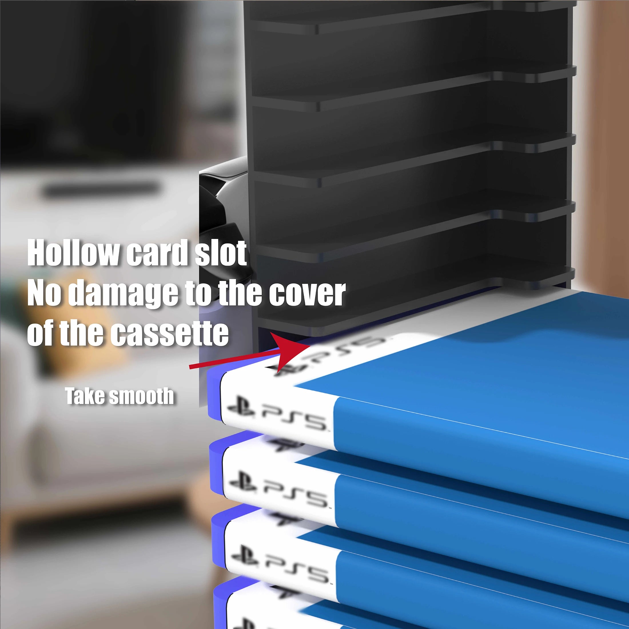 Oppbevaringsstativ for videospill til PS5/PS4/PS3/Xbox-serien S og X/Xbox One-spill, med 4 kroker, spillkontrollerholder