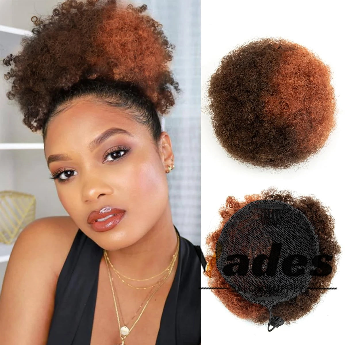 Queue de cheval en cheveux humains bouclés Afro Crépus Chignon à cordon de serrage Extensions de chignon haut à clipser pour femmes noires 4 6 8 pouces