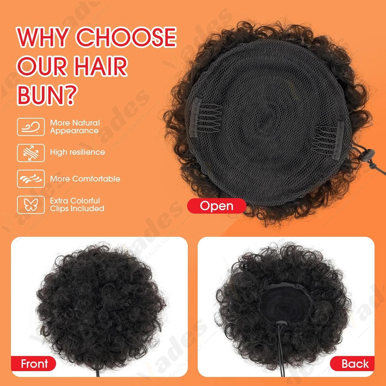 VADES HAIR Afro Puff Hair Bun Human Hair Small Drawstring Ponytail Natural Black Curly Hairpiece 4 6 8 inch One piece per pack