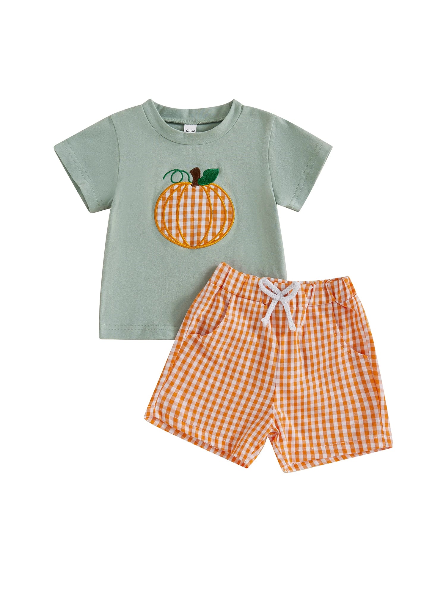 Søtt Halloween-kostyme til smågutter med spøkelsestrykk, langermet T-skjorte og stripete bukser, sett med to deler