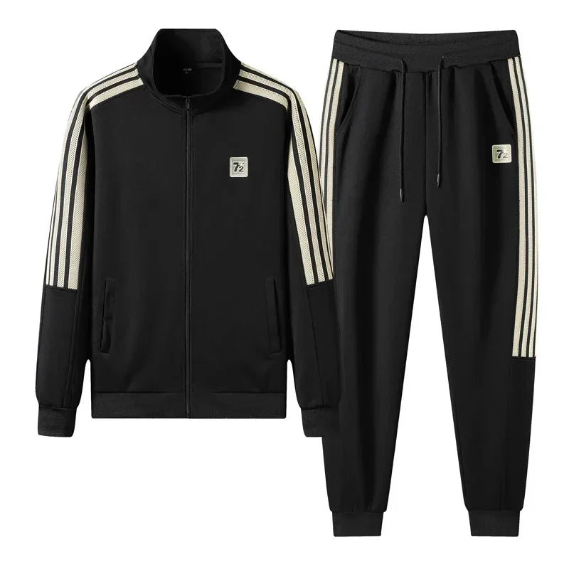 Conjunto de dos piezas de chaqueta y pantalón deportivo casual para hombre joven, transpirable y cómodo para primavera y otoño.