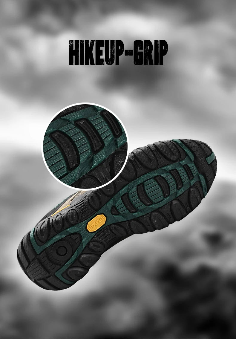 HIKEUP Zapatillas de senderismo para hombre de cuero de ante, calzado de exterior resistente al desgaste, zapatillas tácticas de trekking, senderismo y caza para hombre
