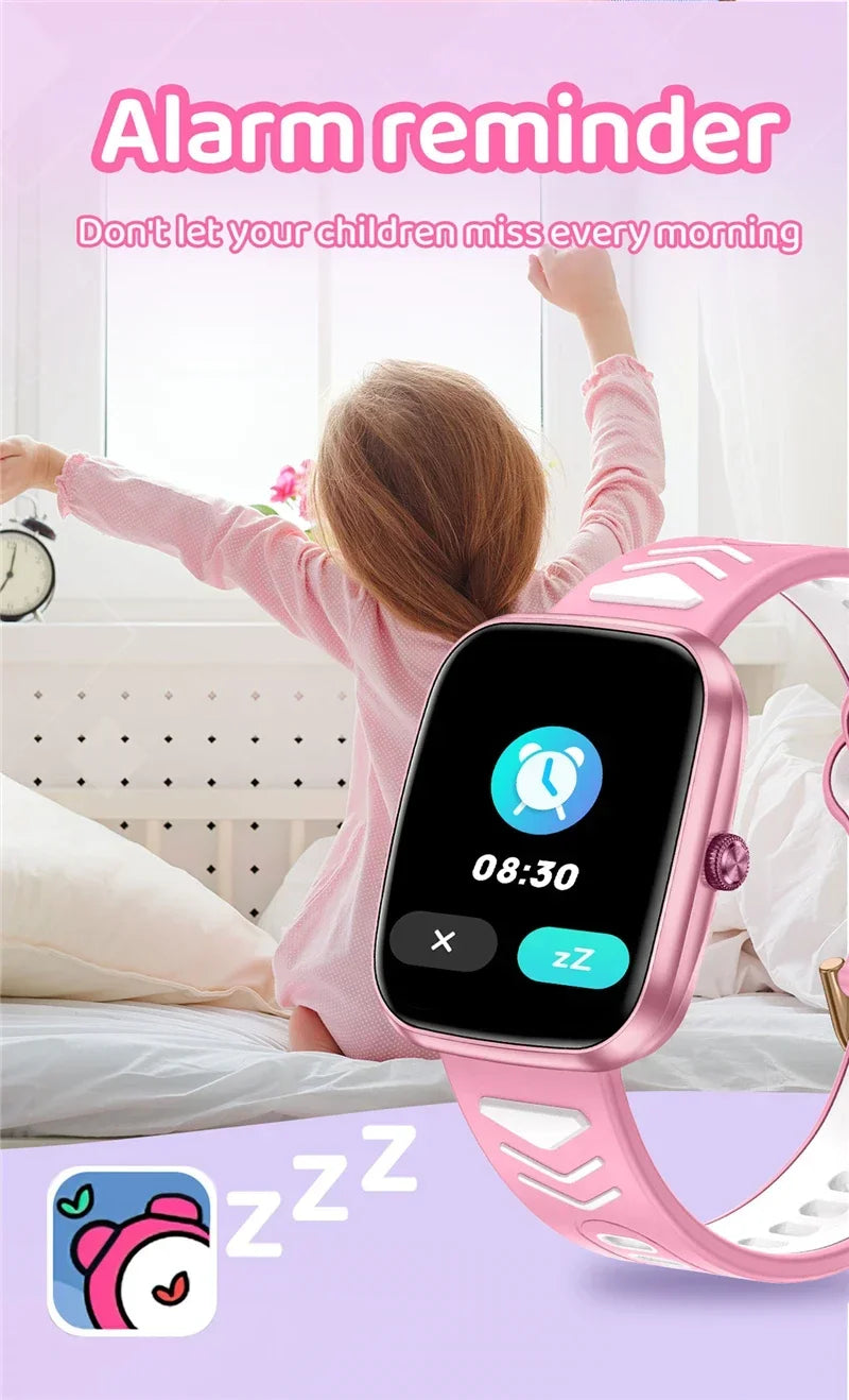 Montre connectée pour enfants, écran tactile HD, fréquence cardiaque, jeux, musique, cadeau pour garçons et filles, pour iOS et Android