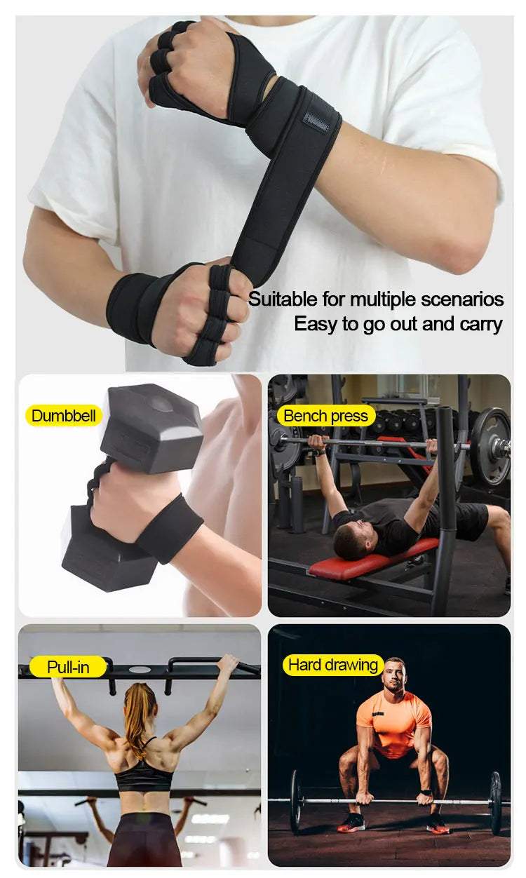 Guantes de entrenamiento deportivo para hombres y mujeres Guantes de gimnasio para hacer ejercicio, culturismo, levantamiento de pesas, protectores de palma y muñeca