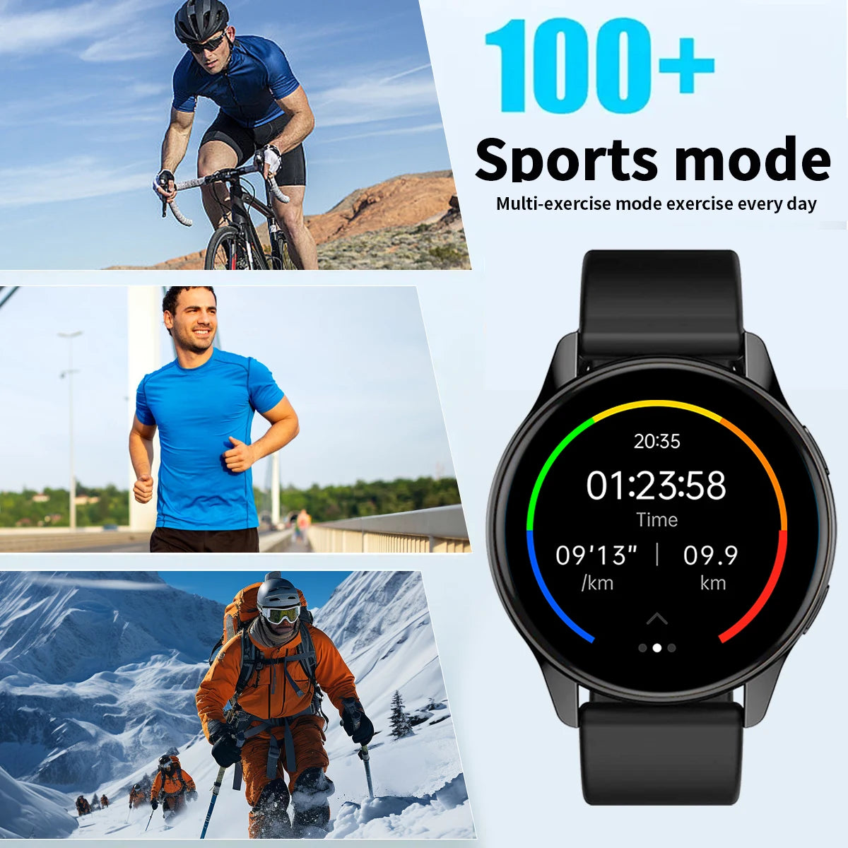 Reloj inteligente, llamadas/marcación inalámbricas, modo multideporte, alertas, para hombres y mujeres, fondo de pantalla personalizable, iPhone/Android