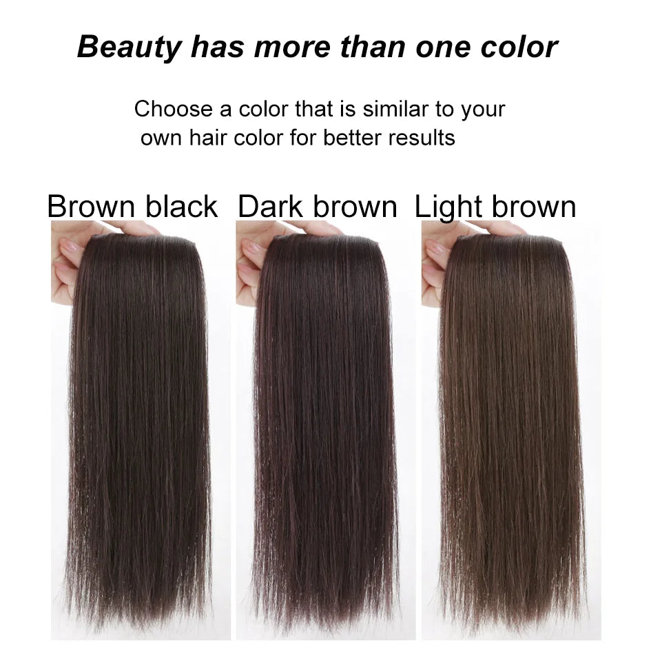 Extensiones de pelo sintético de 2 piezas/juego, extensiones de pelo, aberturas y piezas de repuesto para la parte superior, artefacto de reemplazo