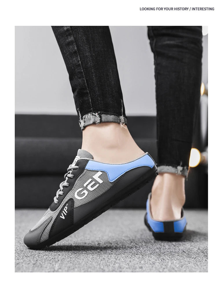 Nueva Tendencia de Pantuflas para Hombre Zapatos Baotou para Hombre Verano Transpirable Zapatos Casuales Planos Vulcanizados Zapatillas Deportivas Masculinas Zapatos Semi Abiertos