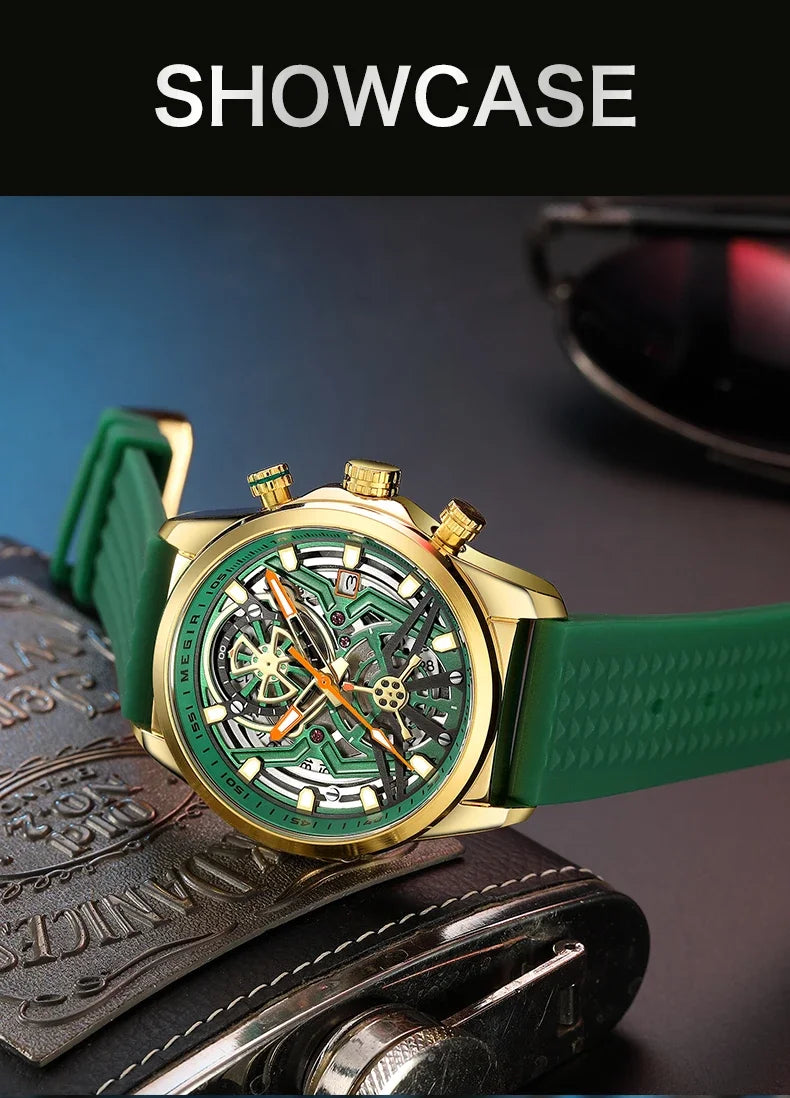Relojes cronógrafo deportivos para hombre, marca de lujo superior, MEGIR, cuarzo, impermeable, a la moda, reloj de pulsera para hombre con fecha automática y manecillas luminosas