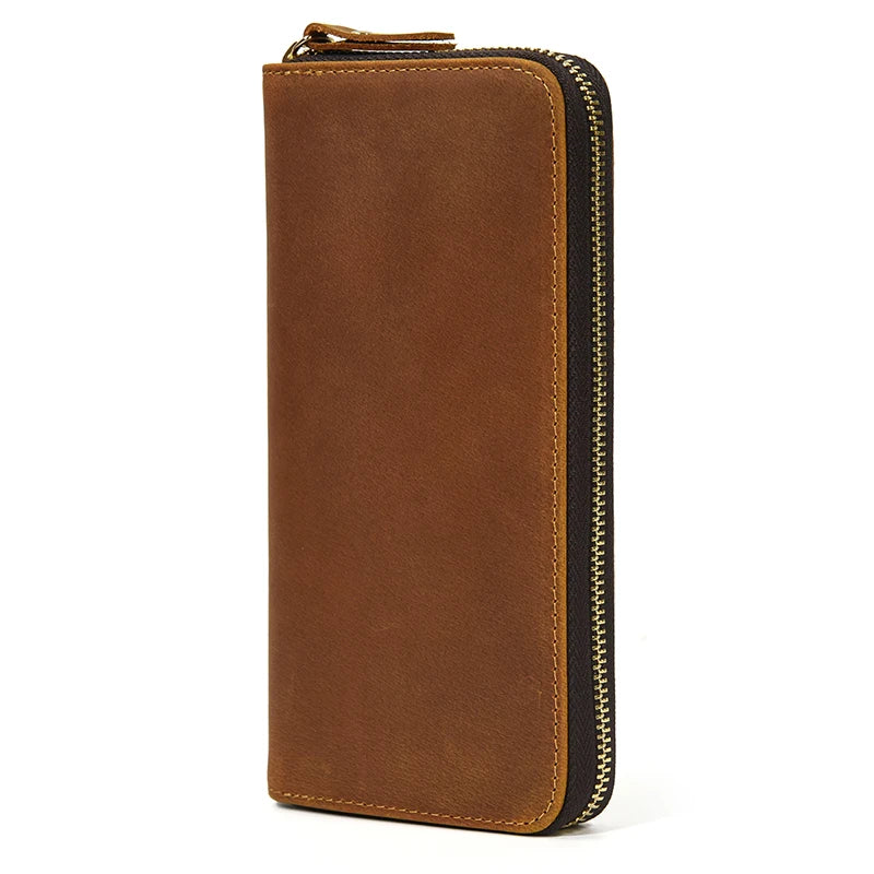 Billetera de lujo para hombre, cartera de mano de cuero genuino, monedero largo grabado en relieve, carteras de hombre de cuero grueso, carteras de mano de cuero para dinero