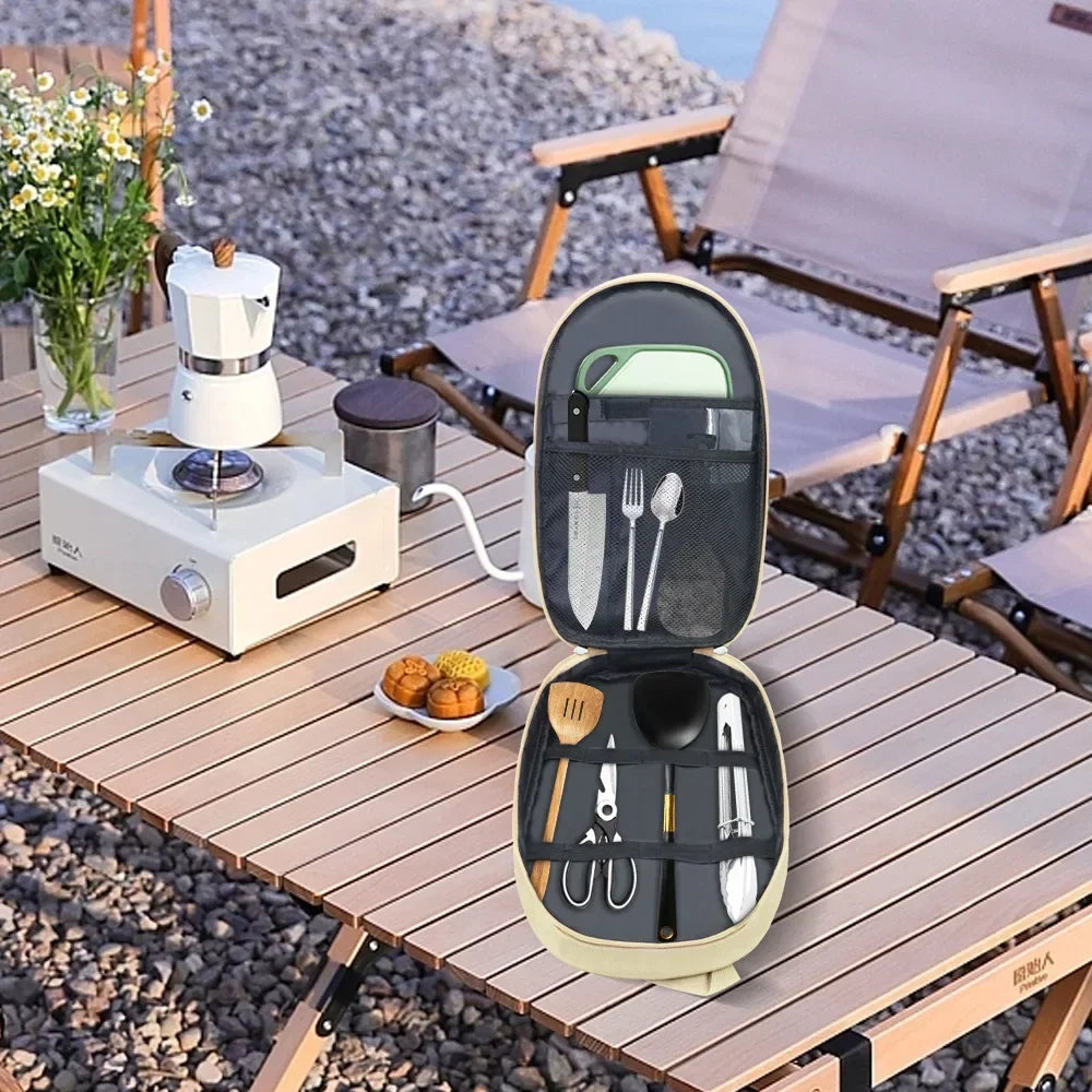 Bærbar utendørs camping kjøkkenutstyr oppbevaringspose piknikutstyr villmarksoverlevelsesutstyr slitesterkt husholdningsartikler isbøtte