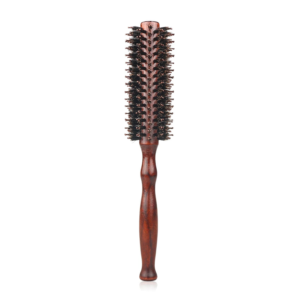 Cepillo de rodillo redondo con mango de madera de 12 estilos, peine de sarga recta, cepillo redondo con cerdas de jabalí, herramienta de peluquería para rizar el cabello