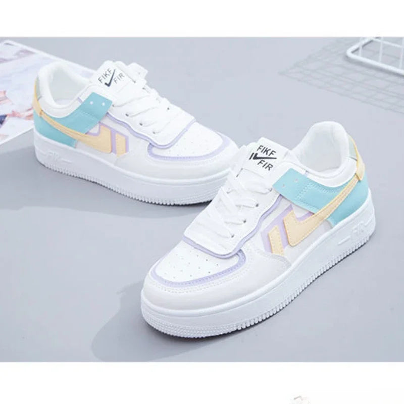 Zapatillas deportivas de primavera/otoño, suaves, nuevas, informales, cómodas, con puntera redonda, suela gruesa, transpirables, letras aleatorias en la parte superior