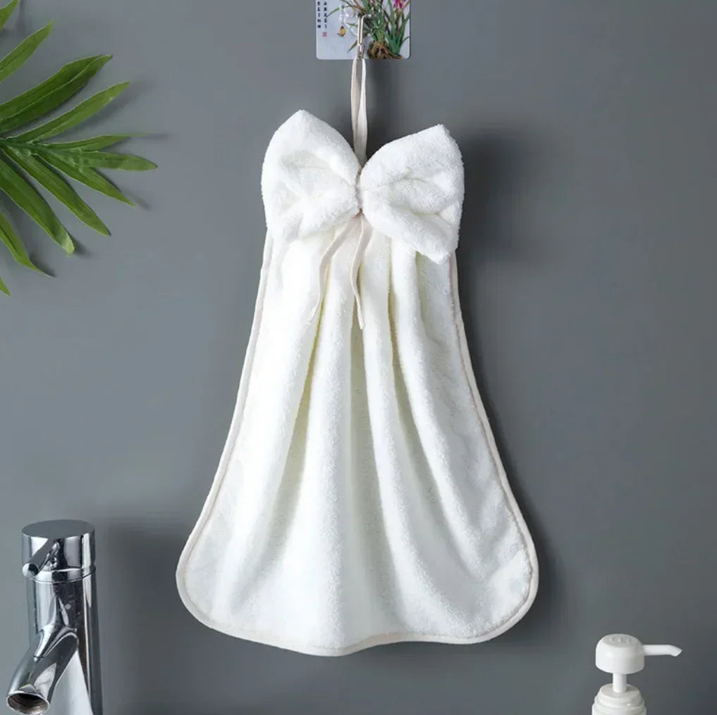 Toallas de mano con lazo para cocina, baño, de terciopelo coral, microfibra, suaves, de secado rápido, absorbentes, paños de limpieza, toalla de rizo para sauna en casa