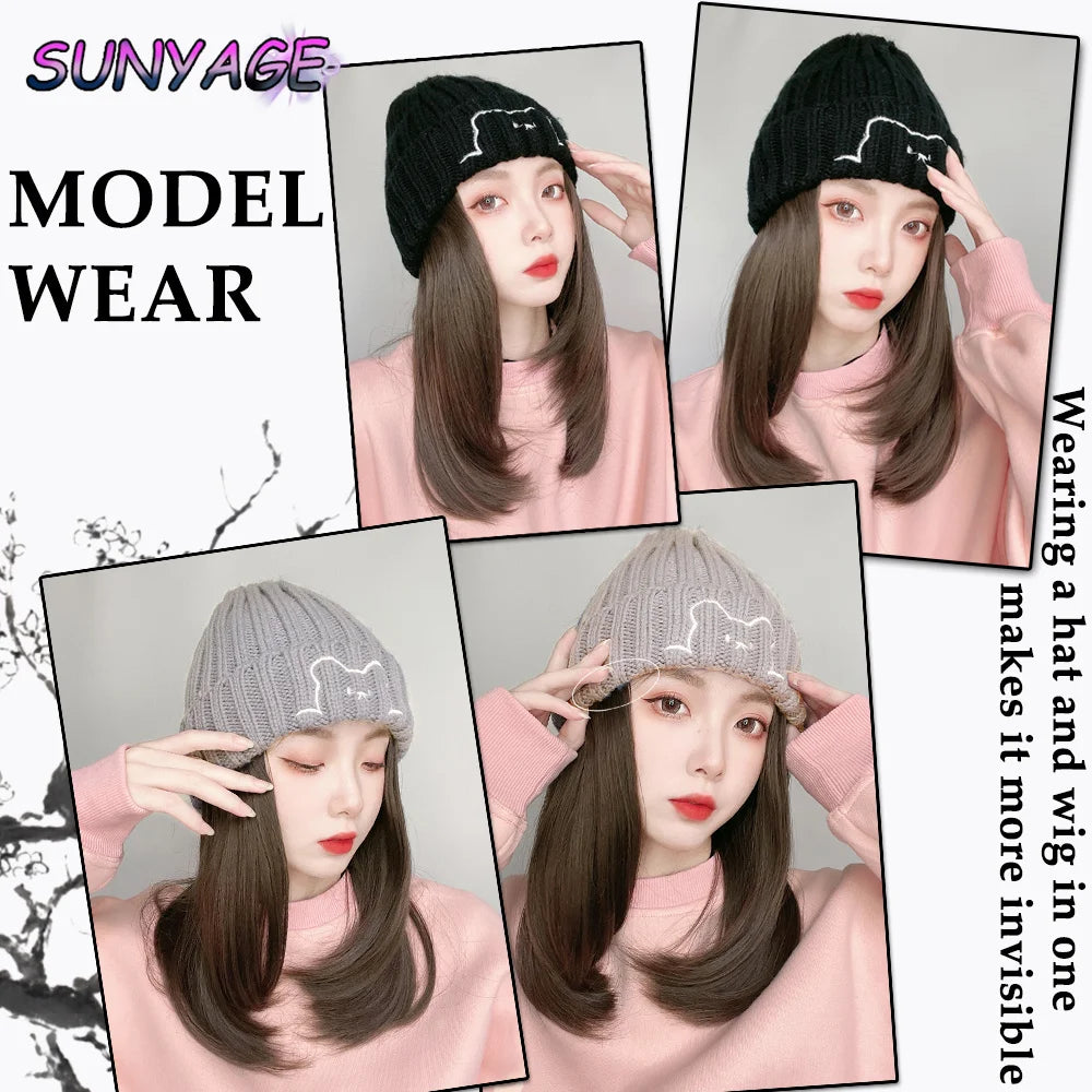 Gorro con peluca y extensión de cabello