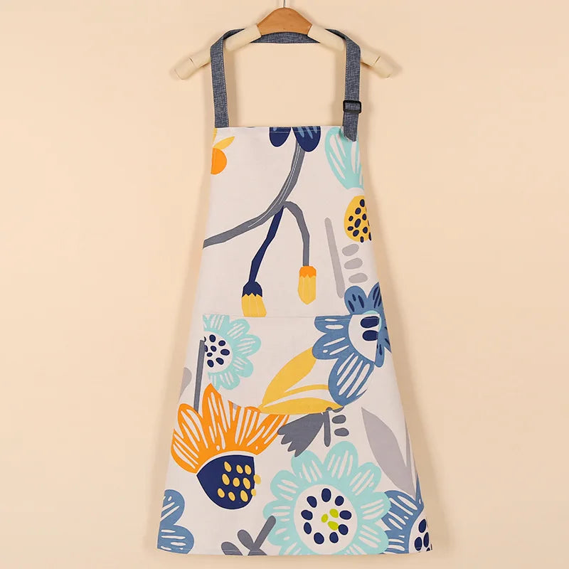 1 ud. Delantal de moda de tela de algodón, impermeable, engrosado, resistente a la suciedad, delantal de cocina y ropa de trabajo para el hogar, ropa de trabajo de jardinería