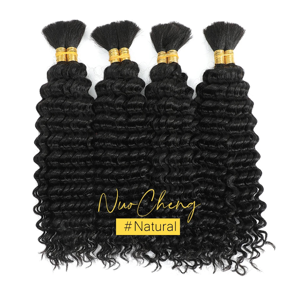 Deep Wave Bulk Human Hair for Braiding No Weft 100g (1 Pack-2 Bundles) Brazilian Virgin Human Hair Braiding Hair For BOHO Braids