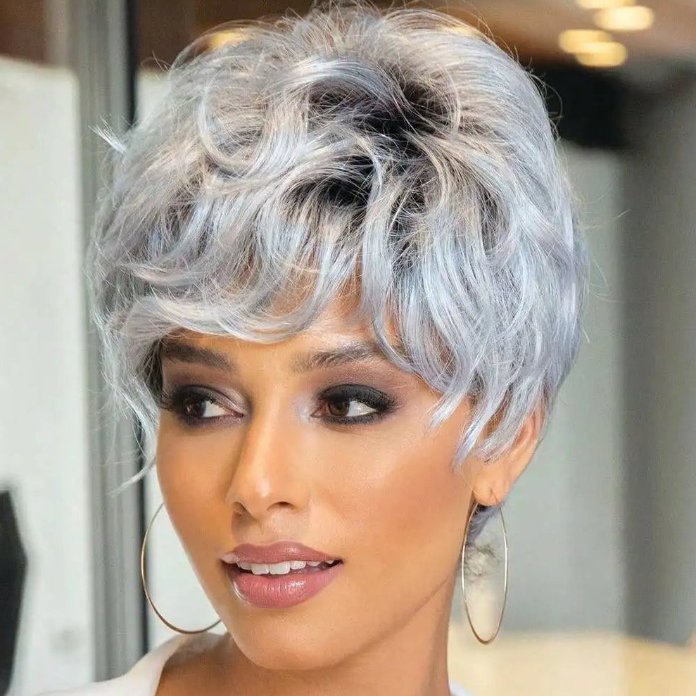 Short Grey Pixie Wig