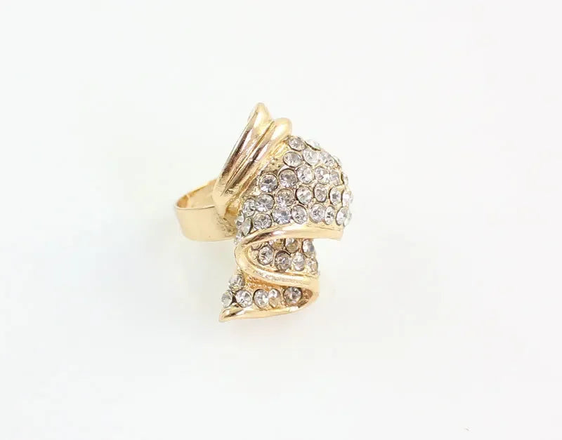 Conjuntos de joyas de cuentas africanas, collar llamativo, pendientes, brazalete, anillos finos para mujer, accesorios de fiesta de boda con diamantes de imitación