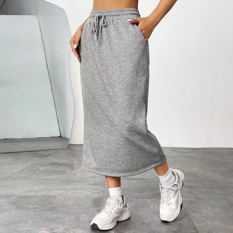 Faldas de satén para mujer estilo coreano color champán oficina cintura alta falda pantalón línea A moda elegante color sólido falda lápiz larga tipo seda