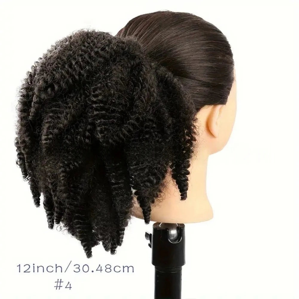 Synthetic Afro Kinky Curly Ponytails for Women Short Synthetic Kinky Curly Draw-string Ponytails Afro Kinky Curly Ponytail Hair