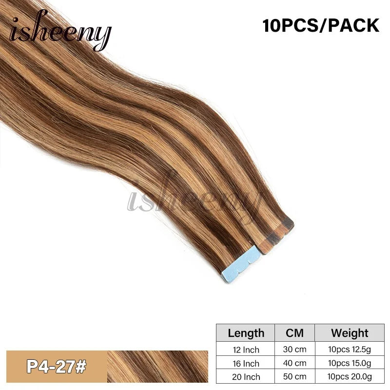 12-24'' Invisible Mini Tape in Human Hair Extensions Invisible Adhesive Seamless Tape in Hair Machine Remy Natural Straight Hair