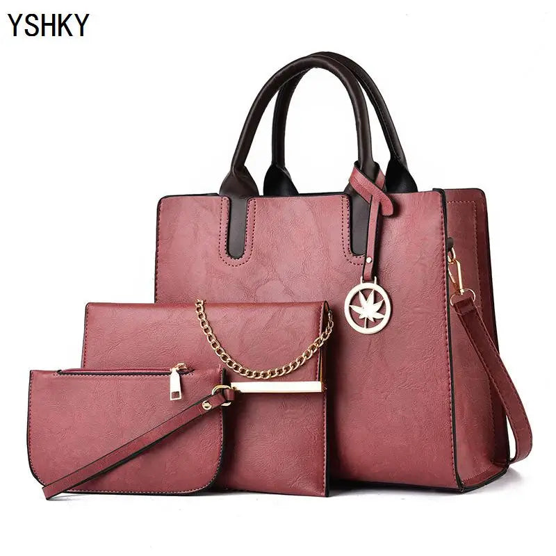 Set de tres bolsos para mujer, bolsos de hombro, bolsos de mano para mujer, bolsos de moda casual de lujo de diseñador