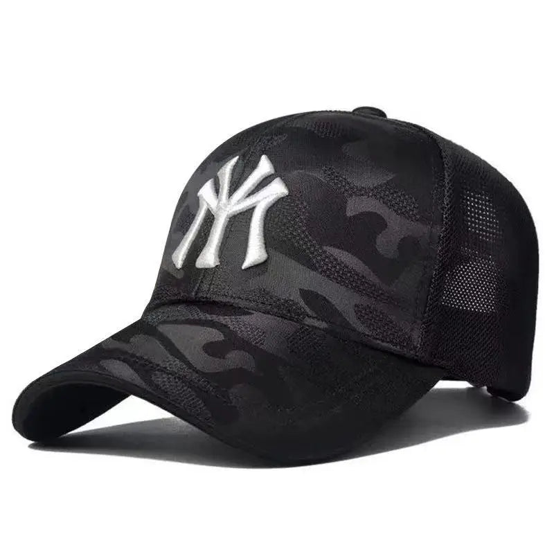 Gorra de béisbol de camuflaje bordada con letras de moda para primavera y otoño, gorra informal ajustable para exteriores, sombrero protector solar