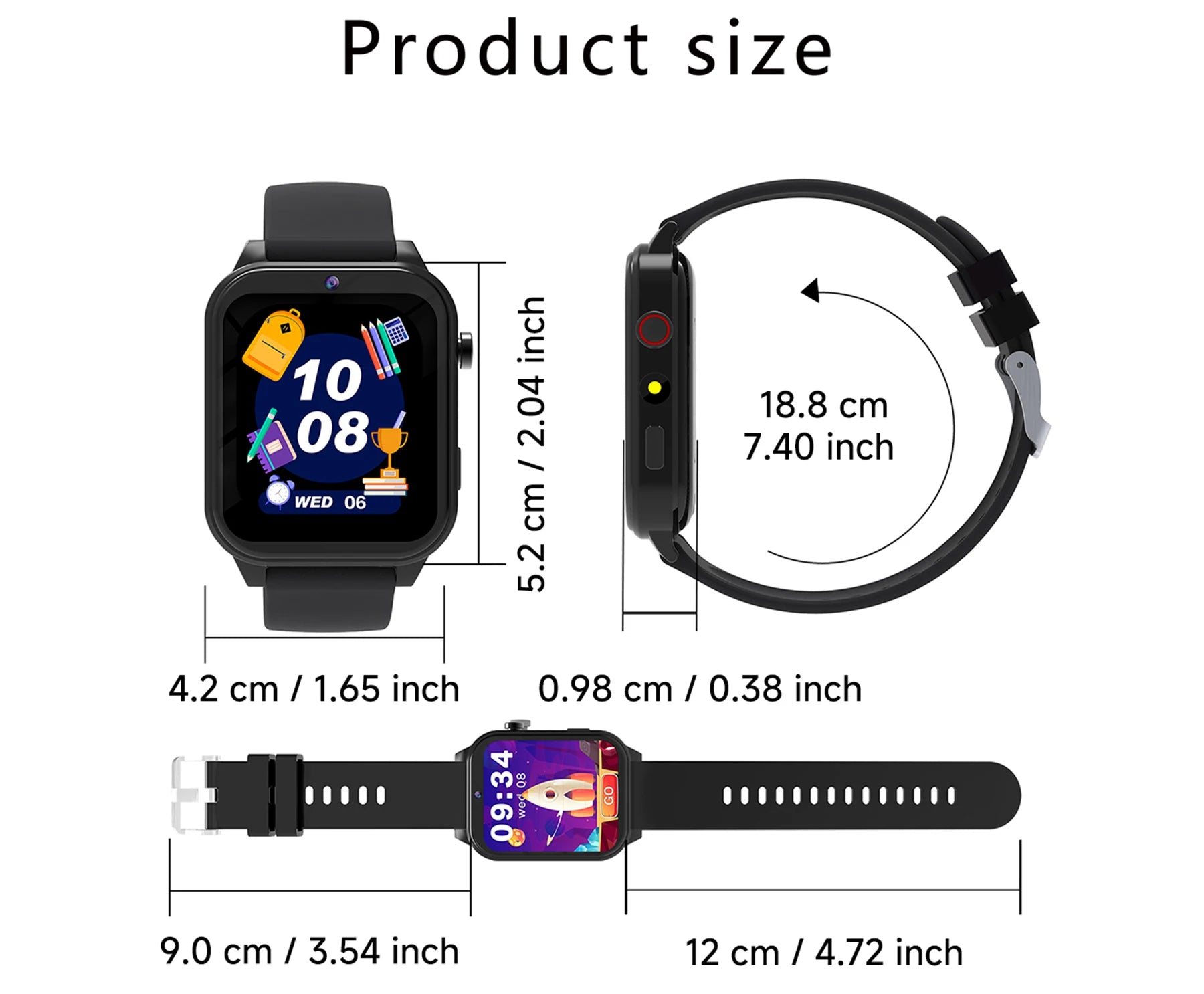 Montre connectée pour enfants, écran tactile HD, caméra, 18 jeux, surveillance du sommeil, réveil, calculatrice, cadeau d'anniversaire pour garçons et filles