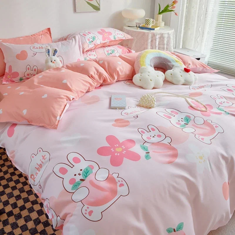 Bedding Set for Girl Boy Bedroom KIDS Modern Comforter Duvet Cover Flat Sheet Pillowcase Home Textile Soft Bed Linen
