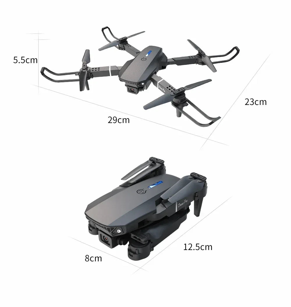 Dron profesional mini de control remoto E88 4K HD con cámara aérea WiFi FPV, cuadricóptero plegable, helicóptero RC, juguete para niños, regalo