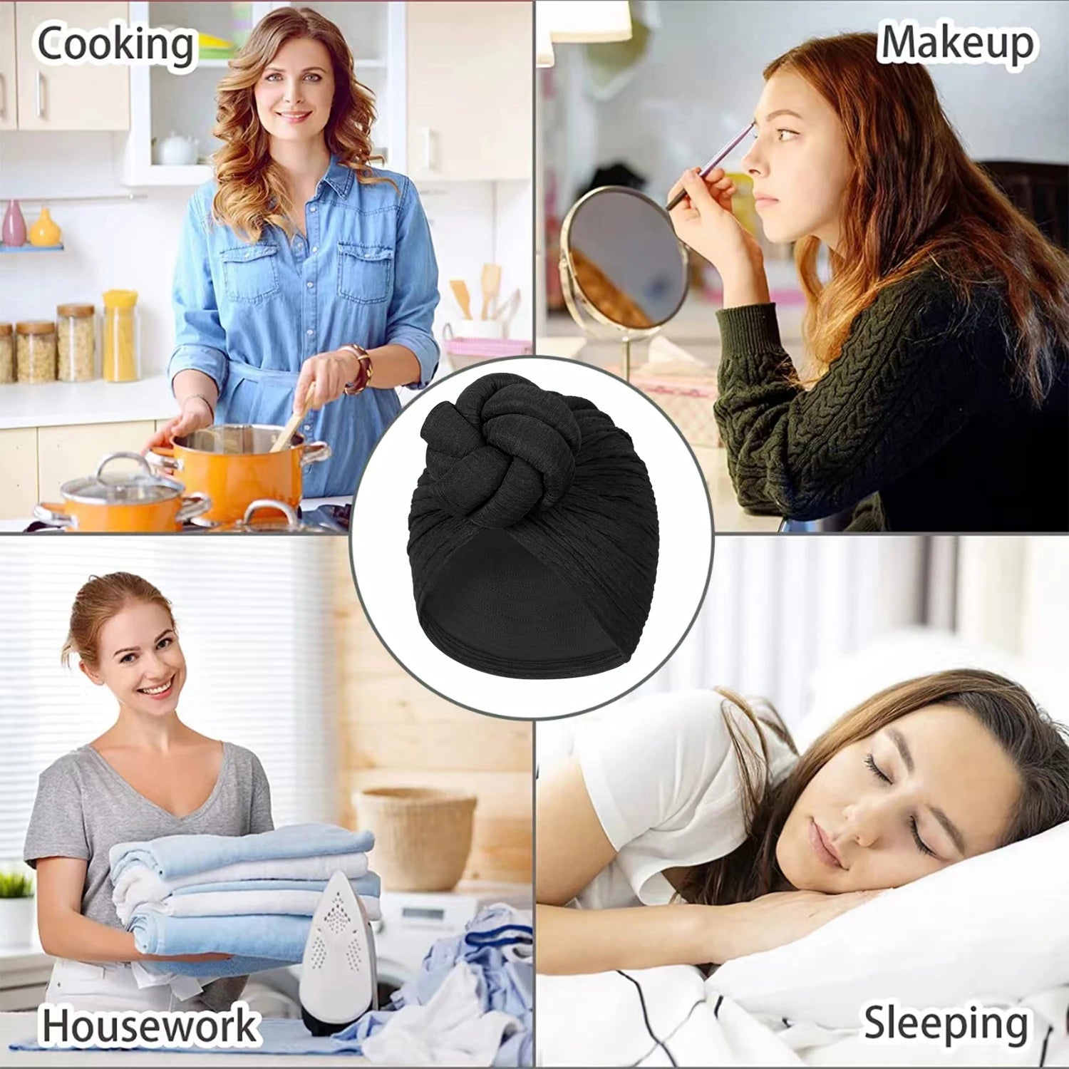 Women’s Fashion Turban – Bubble Cloth Headwrap with Large Flower Design